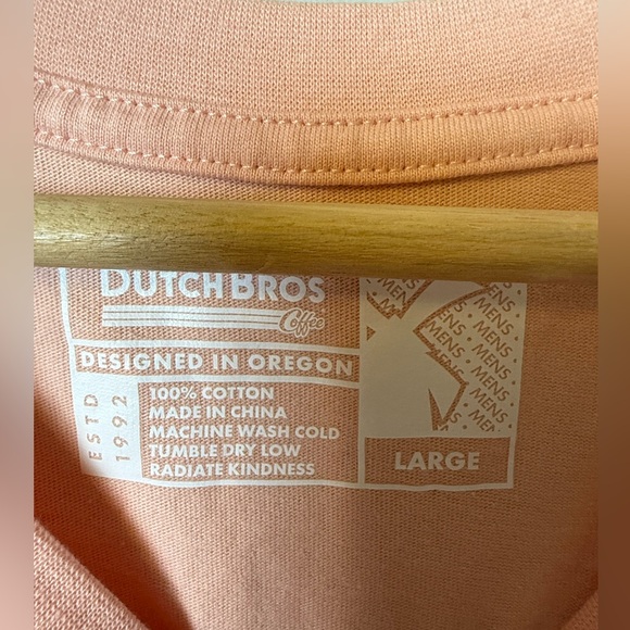 Dutch Bros T-Shirt Men L Long Slv Mauve Cotton Crew Embroidered Stitched On Logo - Picture 3 of 5